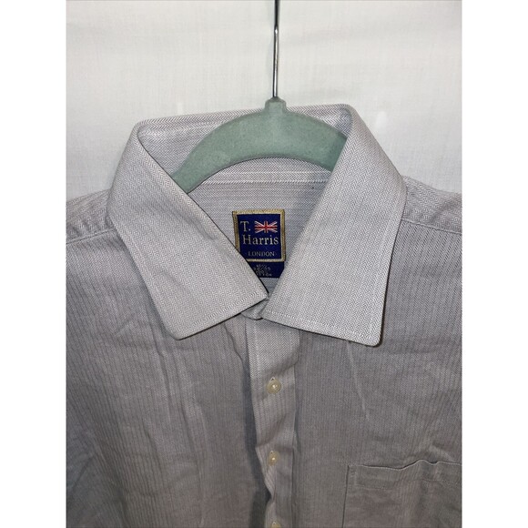 T. Harris Dress Shirt Men’s Size XL Gray Button Up Long Sleeve - Picture 3 of 12